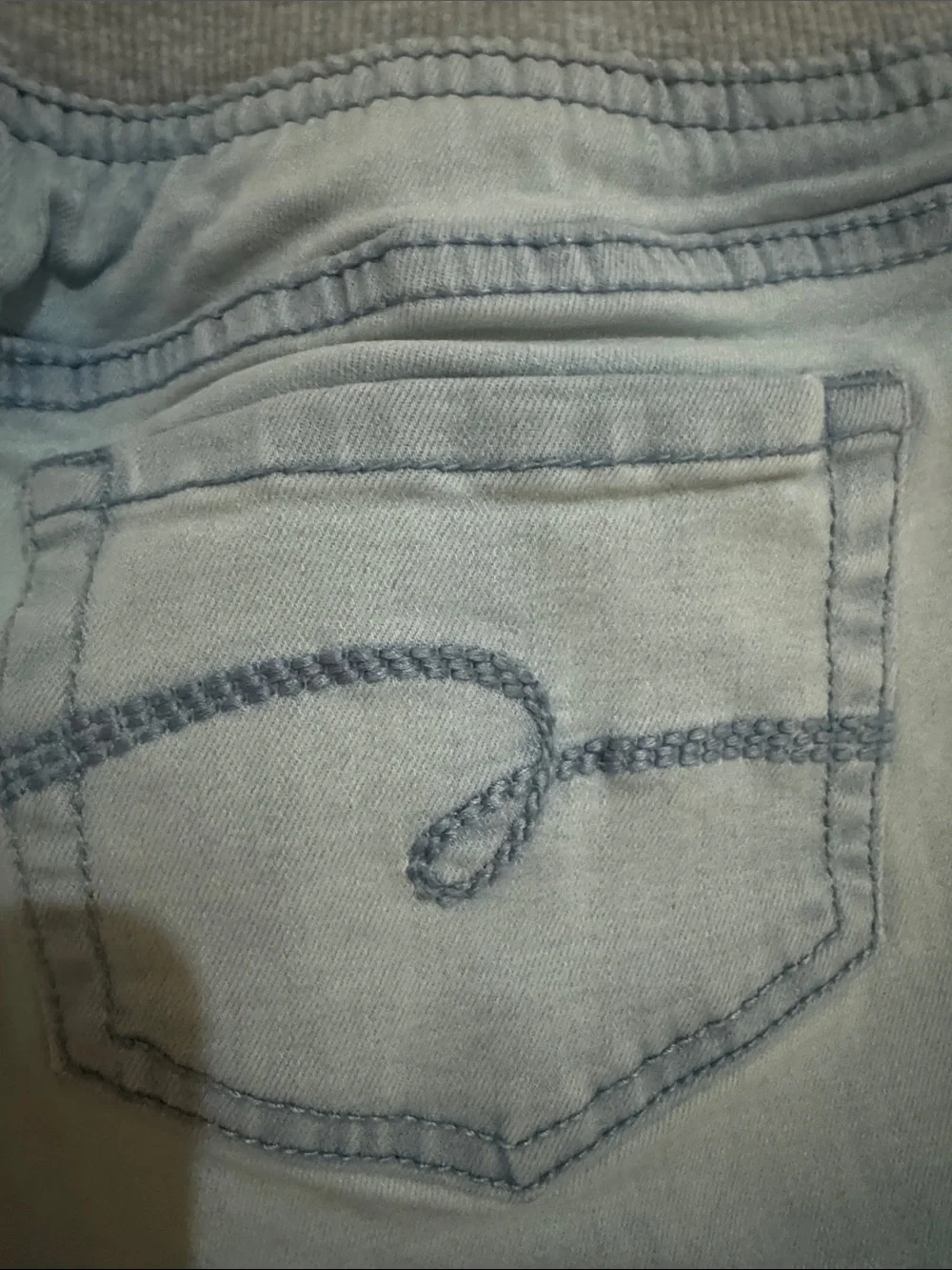 Justice Light Blue Denim Shorts with Gray Waistband